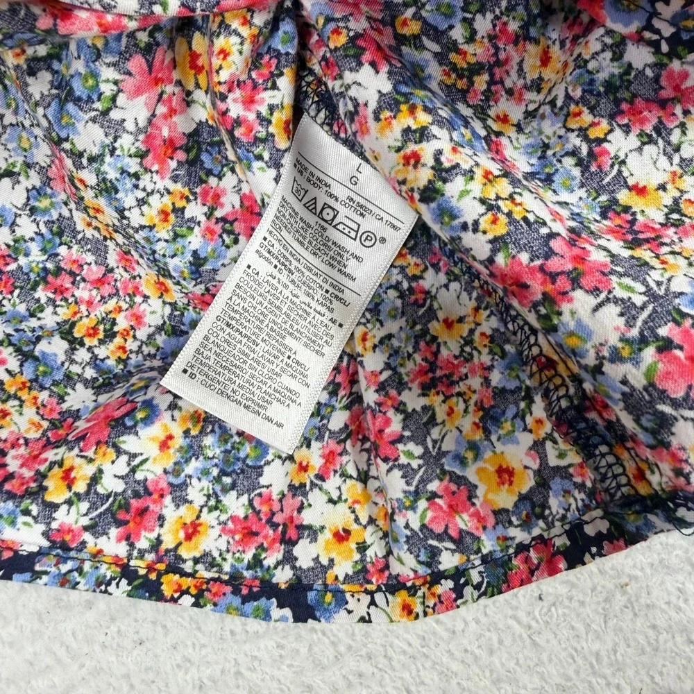 Old Navy Floral Babydoll Puff Sleeve Top Large Multi Color NWT Cotton Blouse